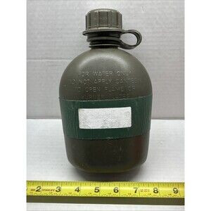 GENUINE US Military 1 QUART QT CANTEEN Hard Plastic OD 1QT w NBC M-1 Cap G / VGC